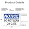 Signmission Do Not Lean On Gate, 24 in W x Rectangle, Plastic OS-2PACK-NS-P-1824-L-11290 - alternate 5